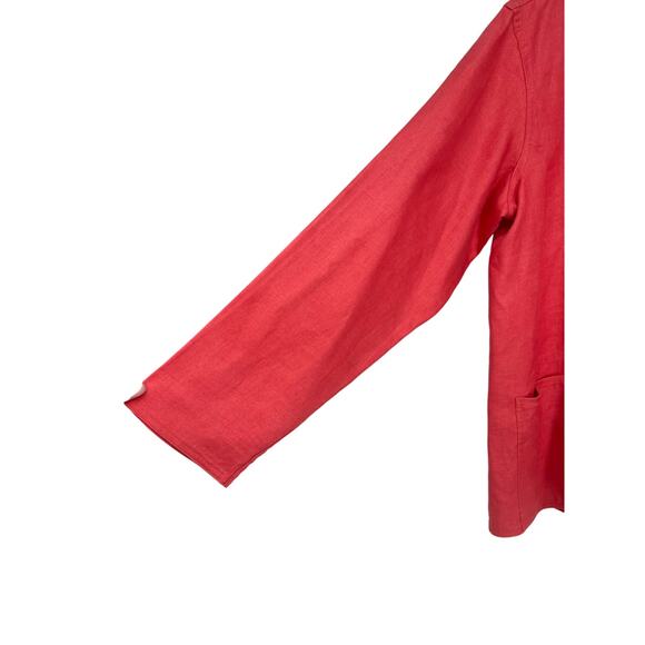 Coldwater Creek Coral‎ 100% Linen Blazer Size L Classic Breathable - Picture 3 of 4